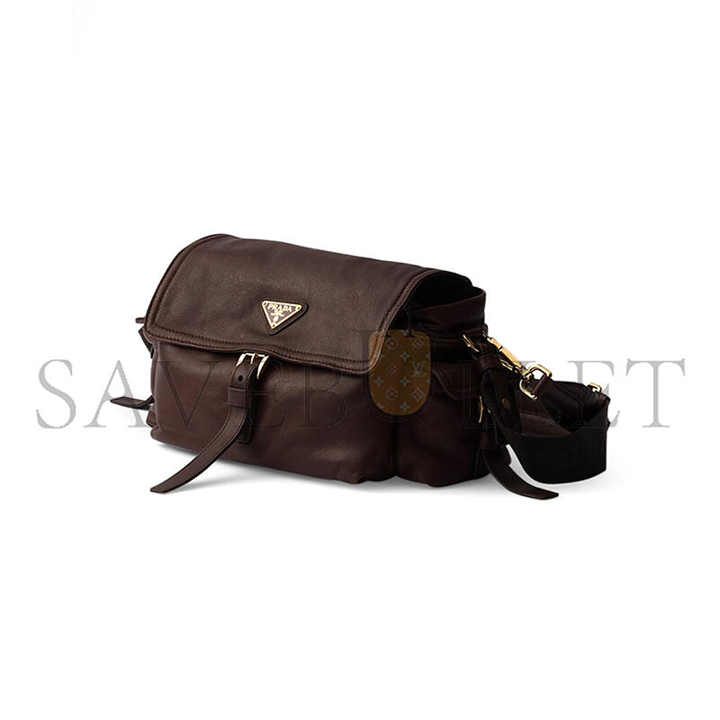 PRADA EXPLORE MEDIUM NAPPA LEATHER SHOULDER BAG WITH FLAP 1BD394 (30*14*10cm)